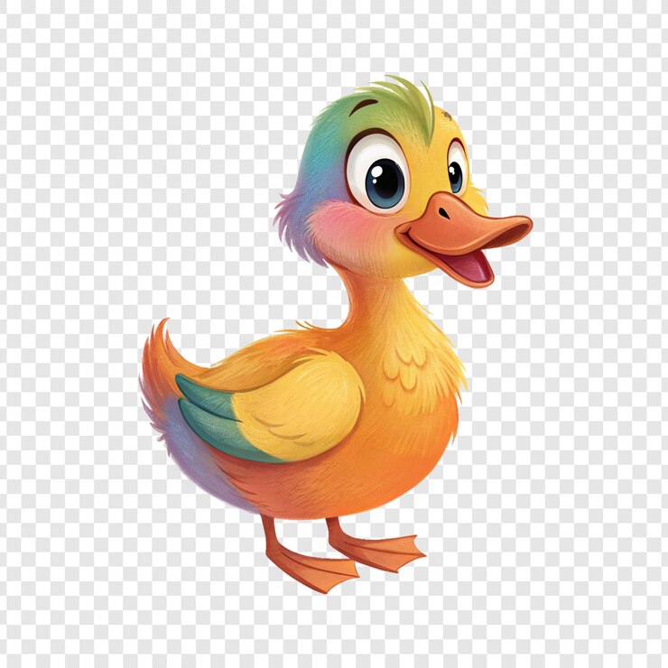 PSD el encantador pato de dibujos animados de colores vibrantes