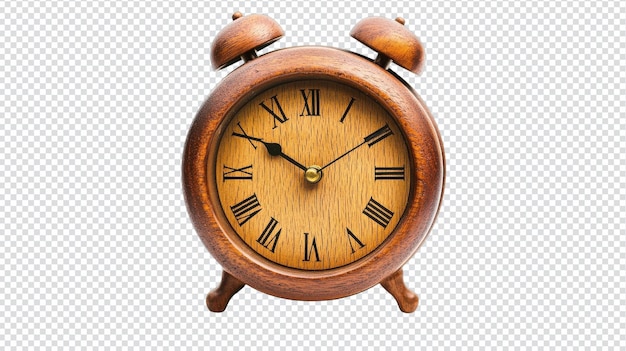 Un encantador reloj de madera pequeño con una cara redonda perfecto para la decoración del hogar y para medir el tiempo en un escritorio o estante