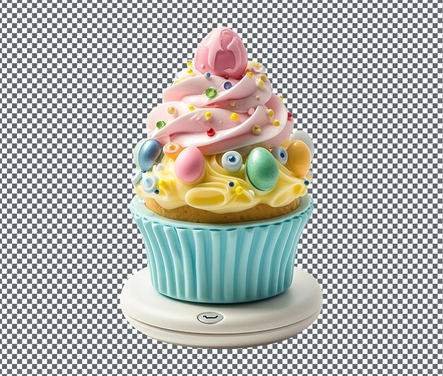 PSD encantador tema de pascua cupcake escritorio de gestión de cables aislado en fondo transparente