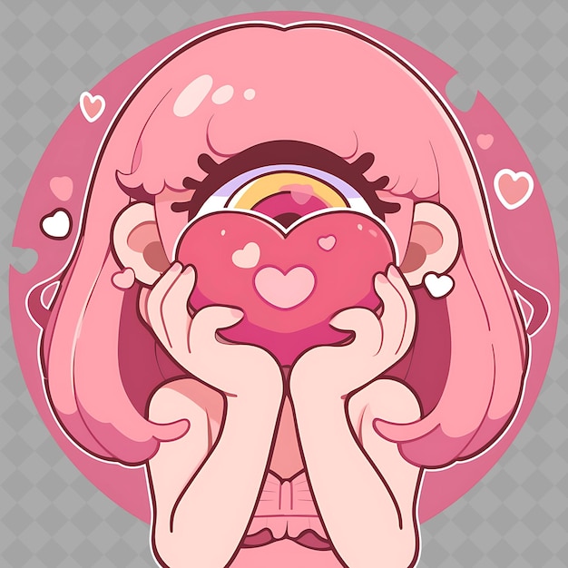 PSD encantadora e kawaii anime cíclopes garota com olho de cíclope e png creative cute sticker collection