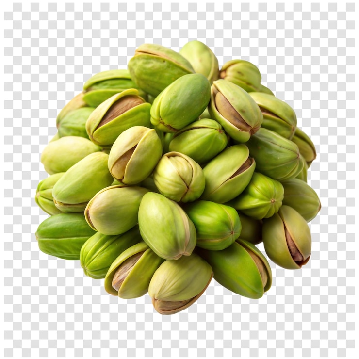 PSD una encantadora exhibición de pistachos sin cáscara con un fondo transparente