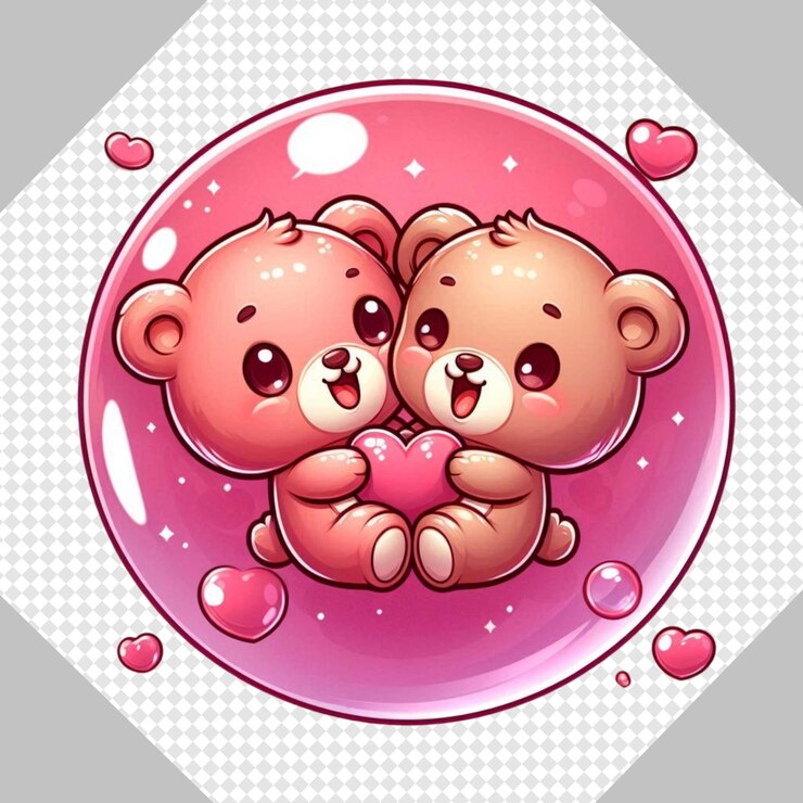 PSD la encantadora pareja de osos en el amor día de san valentín clipart png transparente