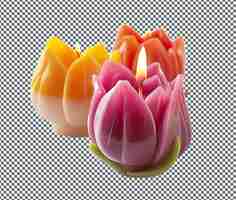 PSD encantadoras velas perfumadas em forma de tulipa isoladas em fundo transparente