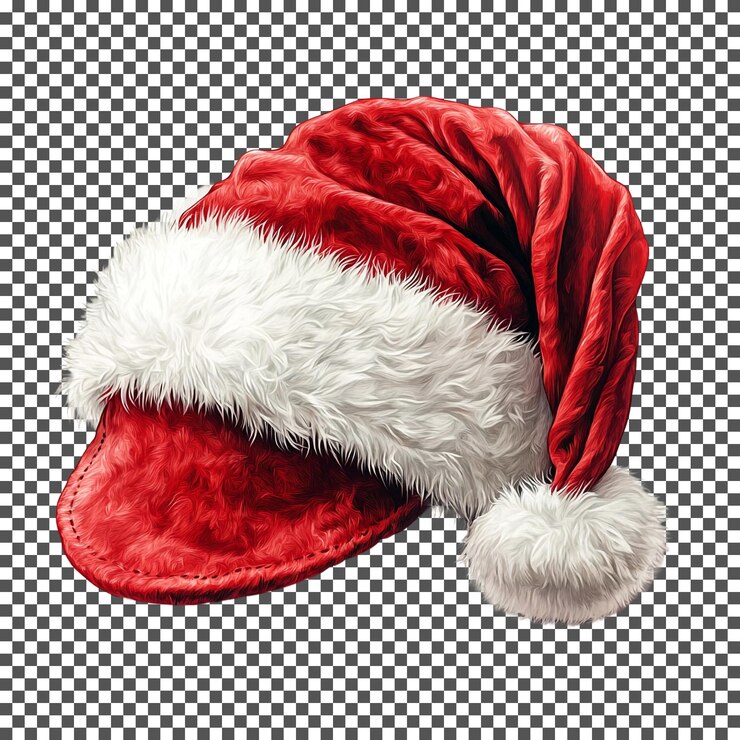 PSD encantadores sombreros de papá noel aislados sobre un fondo transparente
