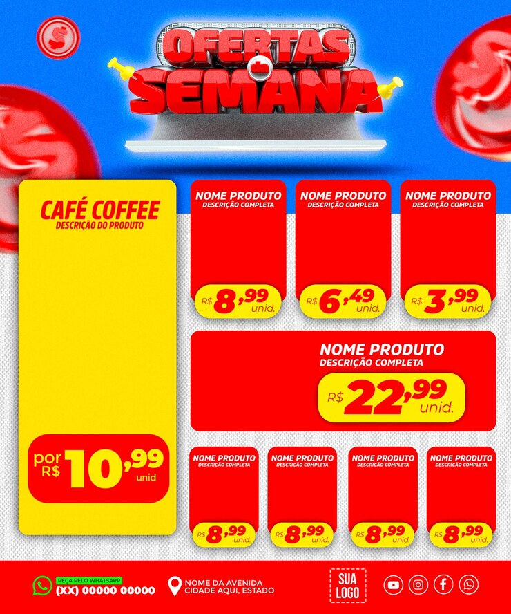 PSD encarte supermercado ofertas da semana redes sociais