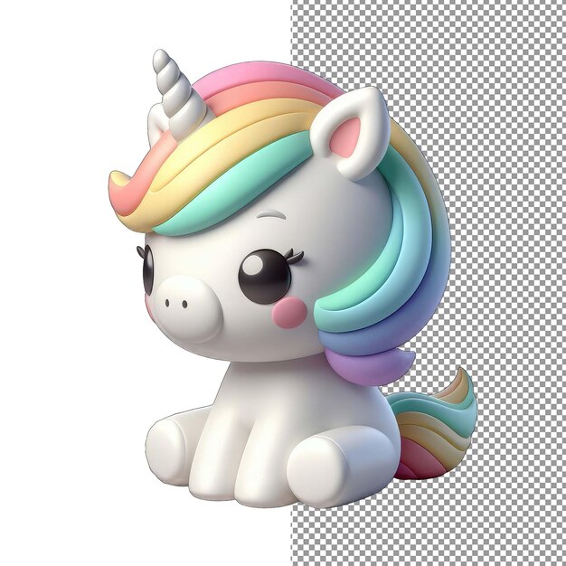 Enchanted whimsy isolated 3d cute unicorn on png background