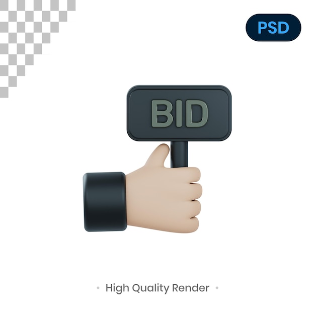 PSD enchérir illustration de rendu 3d premium psd