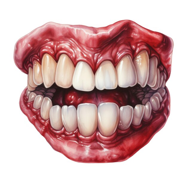 Las encías y los dientes aislados sobre un fondo transparente