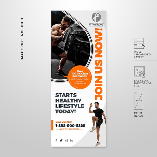 Energetisches vertikales Banner für Sport und Fitness, 2 Fuß x 5 Fuß