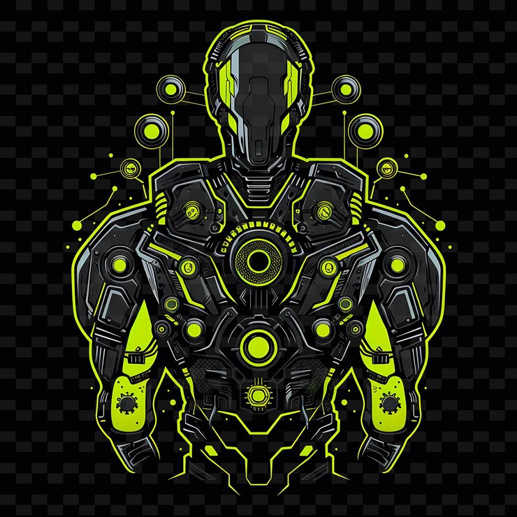 PSD energía de neón pulsante dando forma a un robot futurista con neón s png diseños artísticos creativos de línea de neón