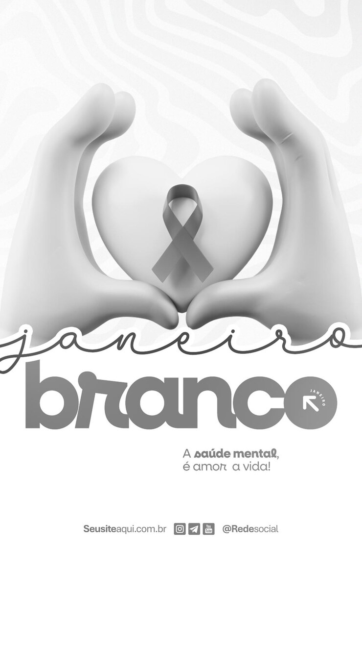 PSD enero blanco mes de concienciación sobre la salud mental y emocional janeiro branco medios sociales editables psd