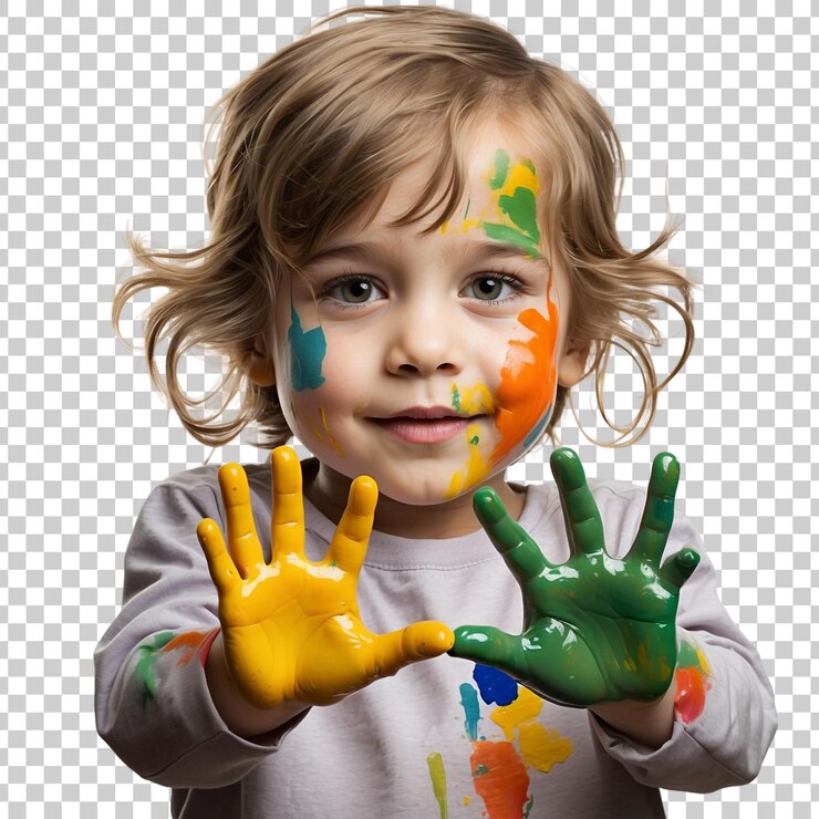 PSD un enfant avec une chemise qui dit des couleurs sur elle