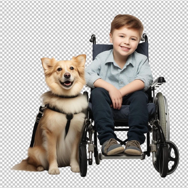 PSD enfant en fauteuil roulant et chien adorable