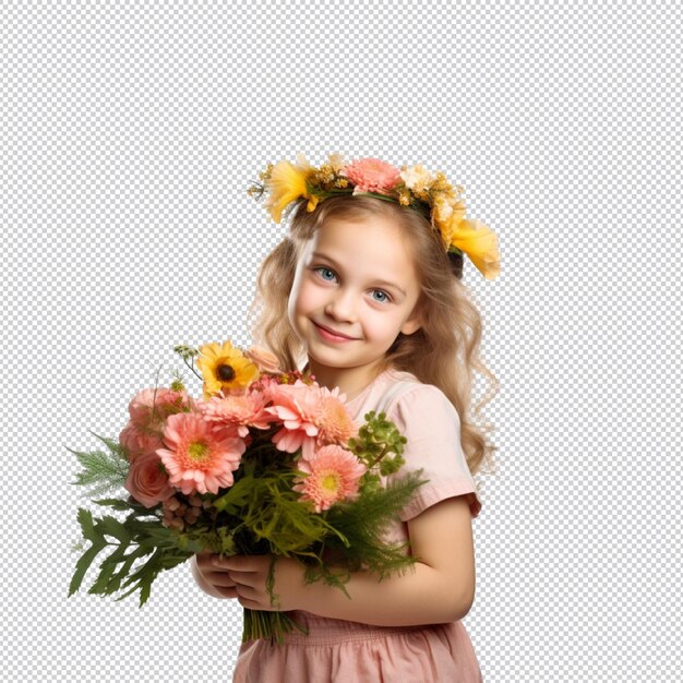 PSD enfant heureux et fleur