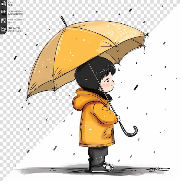 PSD un enfant avec un parapluie et le mot le mot dessus