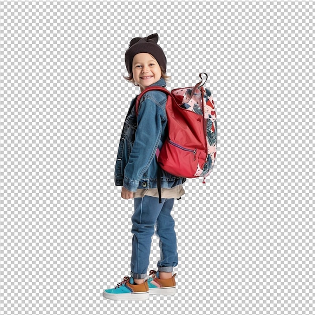 PSD enfant avec sac à dos et aller à l'école