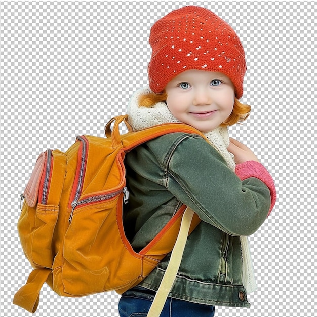 PSD enfant avec sac à dos et aller à l'école