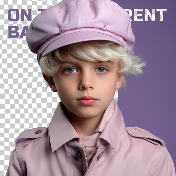 PSD un enfant de la technologie des ongles aborigène australien pensif dans la pose du chapeau pastel lil
