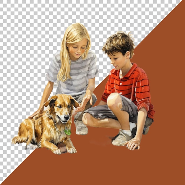 PSD des enfants et un chien dans de précieux portraits