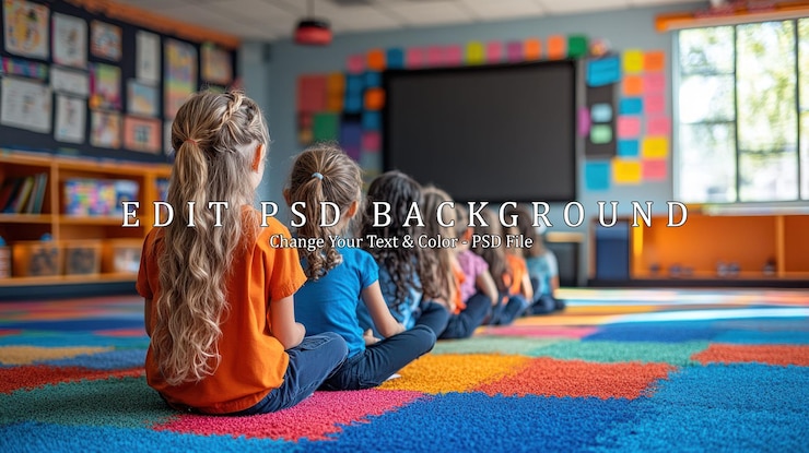 PSD les enfants à l'école apprennent en classe