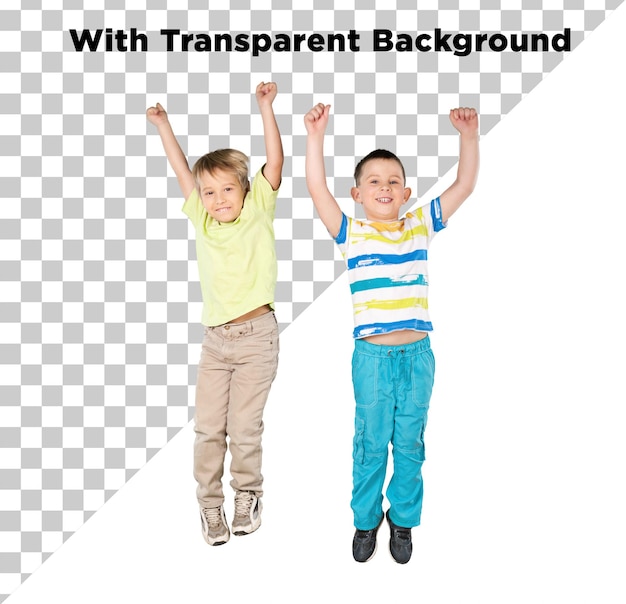 Des enfants heureux sautent d'excitation PNG PSD isolé sur un fond transparent