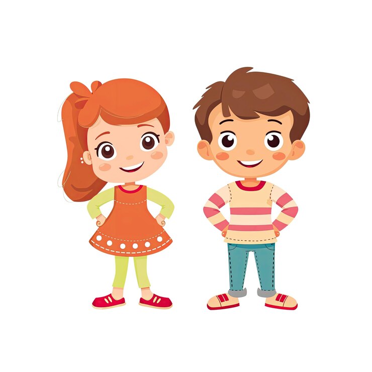 PSD des enfants heureux souriant ensemble
