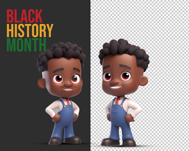 PSD les enfants noirs sur un fond transparent le mois de l'histoire noire