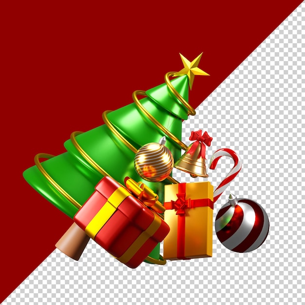 PSD enfeites de natal isolados em 3d render