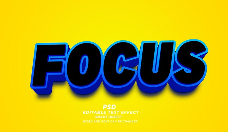 PSD enfoque 3d estilo de efecto de texto de photoshop editable
