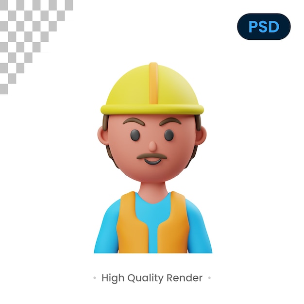 Engenheiro 3d render ilustração premium psd