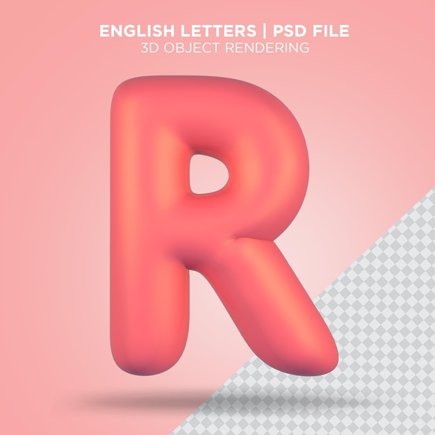 Englischer Buchstabe R 3D-Rosa 3D-Alphabet-Rendering