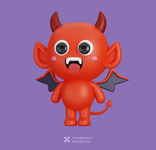 PSD engraçado personagem de desenho animado de halloween red devil isolado 3d render ilustração