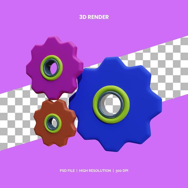 Engranaje de haerdware de renderizado de iconos 3D