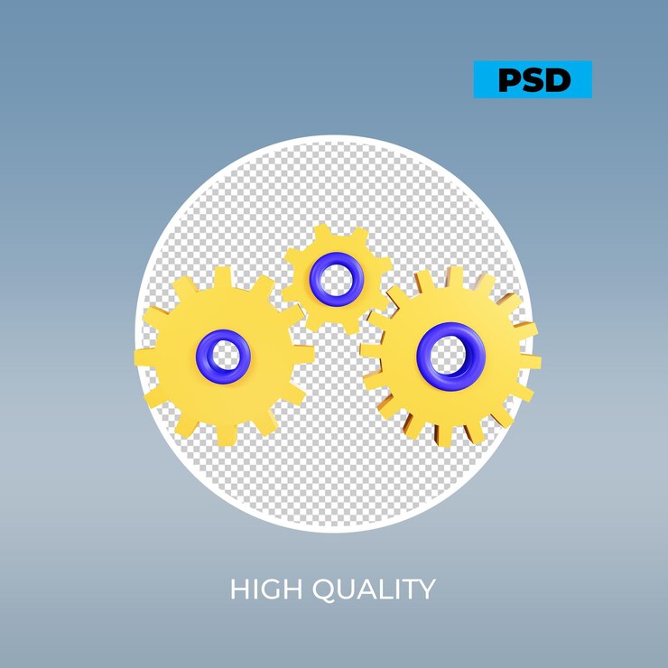 PSD engranaje de renderizado 3d