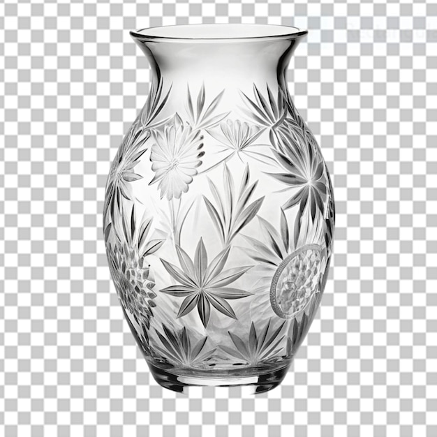 PSD engraved 3d crystal vase on transparent background