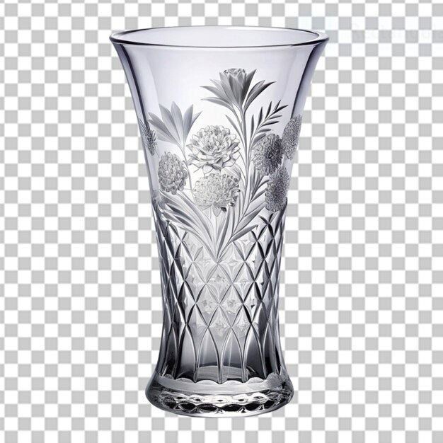 PSD engraved 3d crystal vase on transparent background