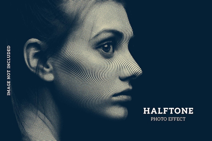 PSD engraving halftone effect template