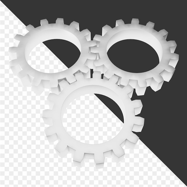 engrenages et engrenages sur un fond transparent