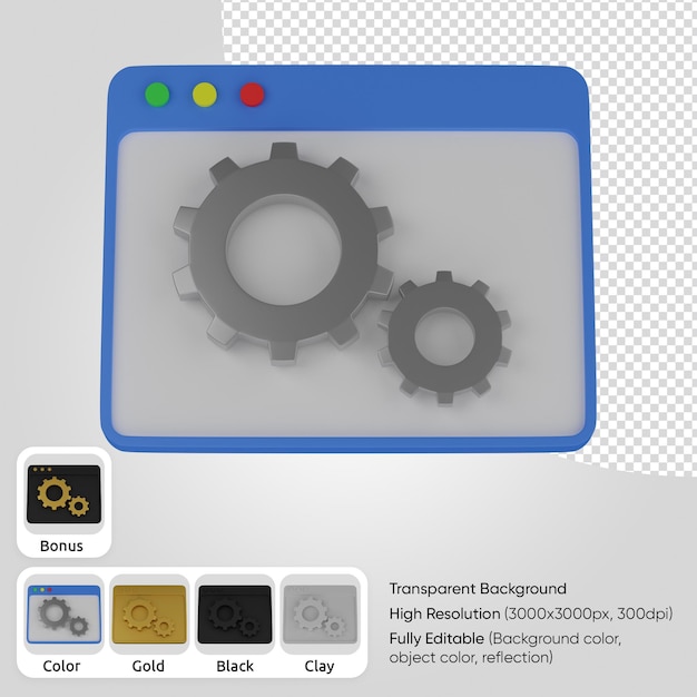 PSD engrenages de mise en page web 3d