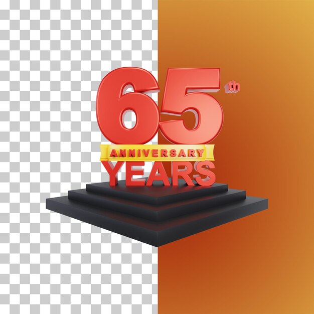 PSD enhorabuena sesenta y cinco años de aniversario 3d rendering