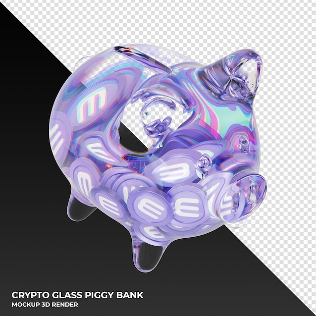 Enjin coin enj hucha de vidrio con cripto monedas ilustración 3d