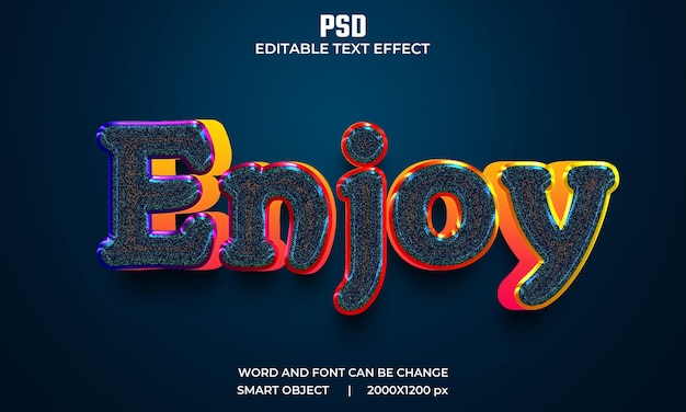 enjoy colorfull 3d editable text effect premium psd with background