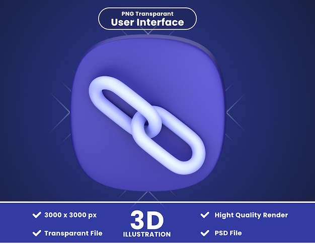 PSD enlace de ilustración de icono 3d