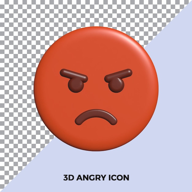 PSD enojado, cara, 3d, emoji, icono, aislado