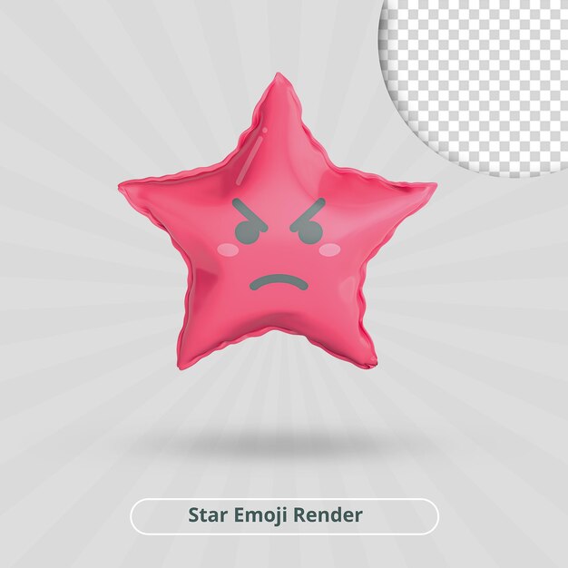 Enojado, emoji, estrella, 3d, render