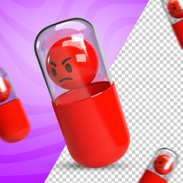 enojado instagram emoji en cápsula 3d render
