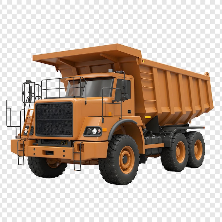 PSD un enorme camión de descarga naranja utilizado para tareas pesadas de construcción y minería
