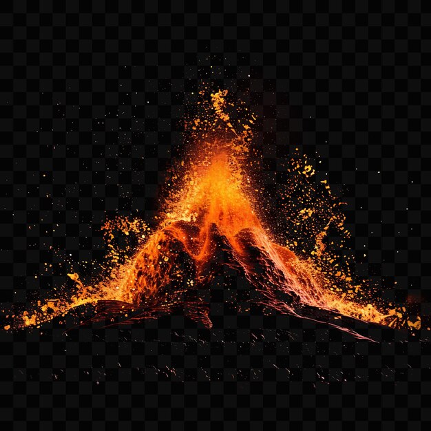 PSD enorme explosión con flujo de lava rocas fundidas y efecto volcánico arte de superposición de fondo de la película fx