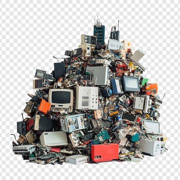 Una enorme pila de residuos, tecnología obsoleta y preocupaciones por el reciclaje