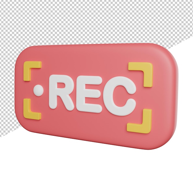 Enregistrement vidéo en direct vue latérale illustration d'icône de rendu 3d sur fond transparent